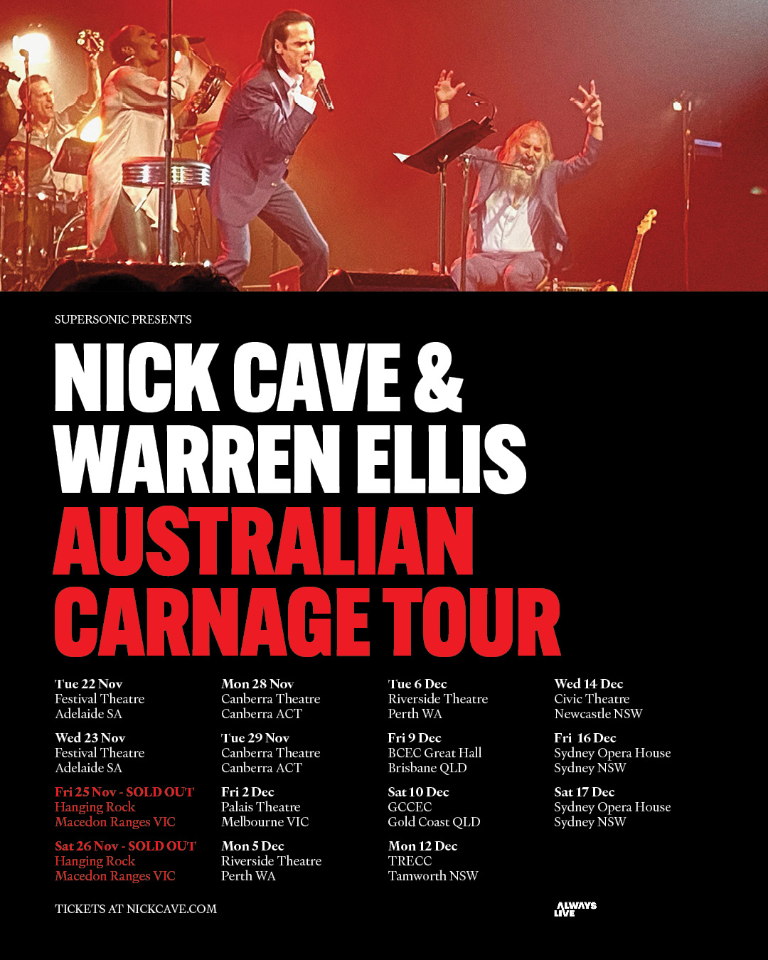 carnage tour australia